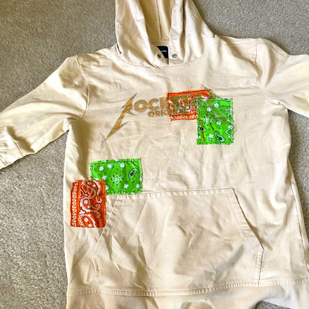 Rockstar Original Kids hoodie L color:tan green orange ONLY WORN 3 times